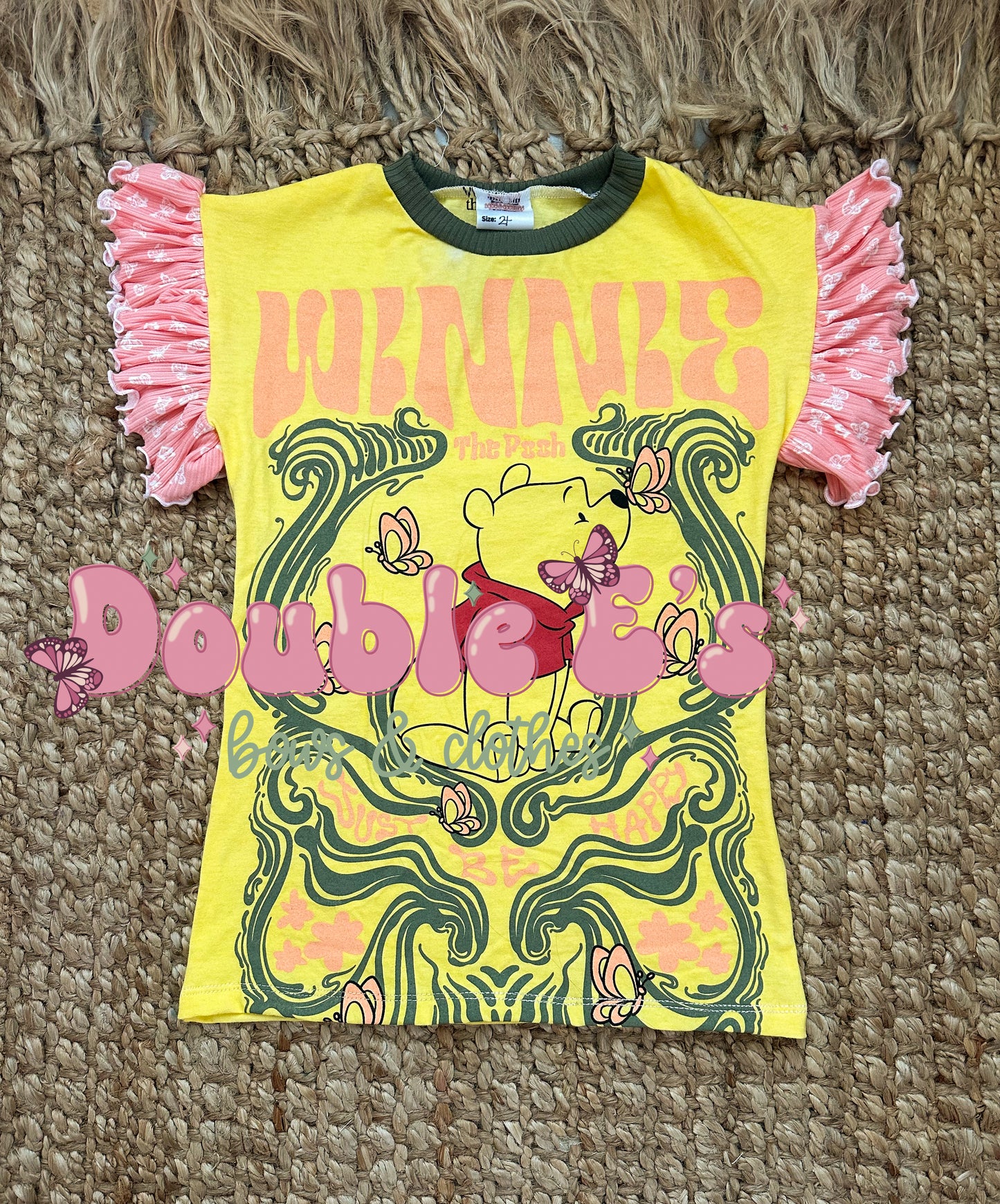 2T Upcycle tee dress with ruffle sleeves