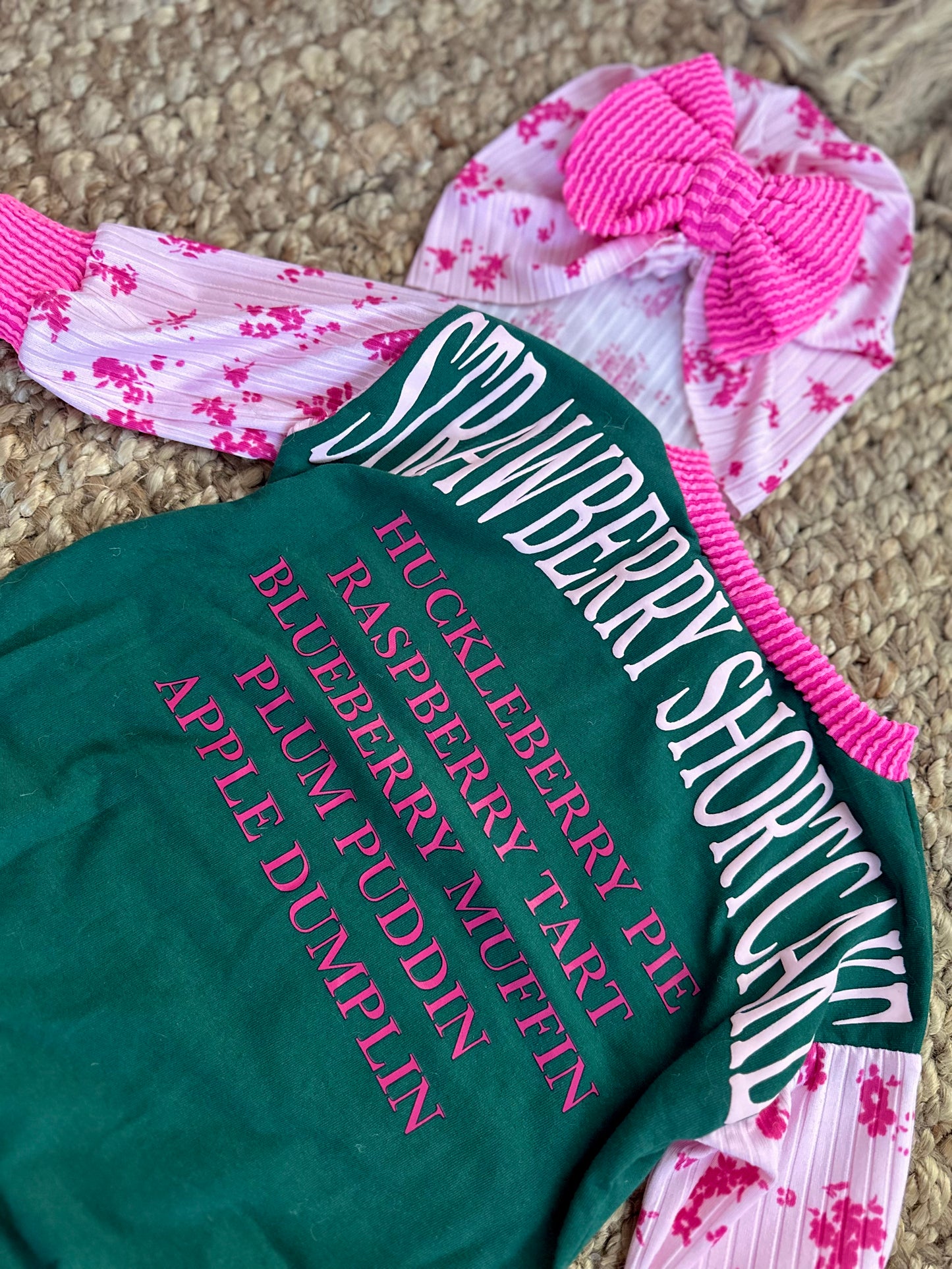 9/12 upcycle sweater romper with snaps. Front & back & matching turban