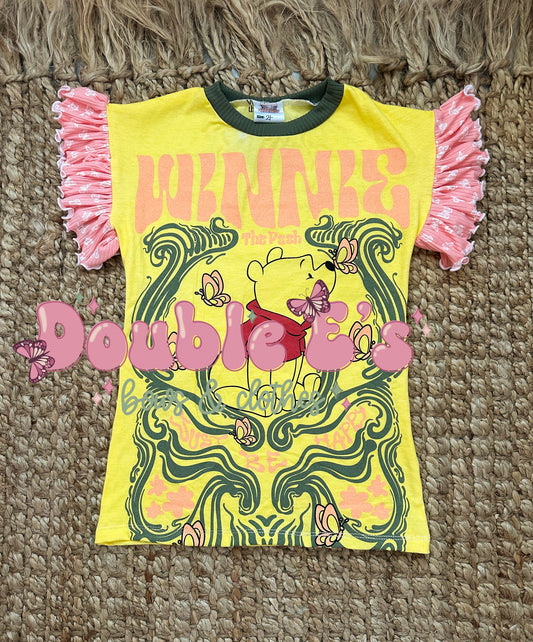 2T Upcycle tee dress with ruffle sleeves