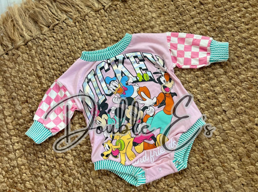 Upcycled sweater romper with snaps