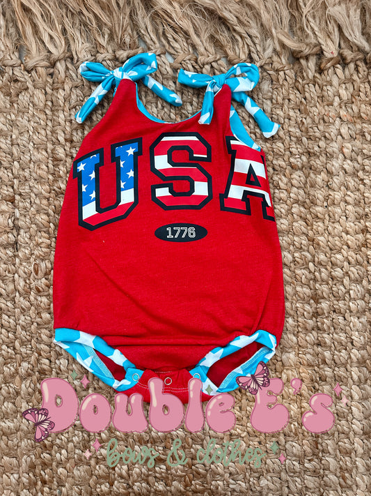 6/9 Upcycled romper with snaps