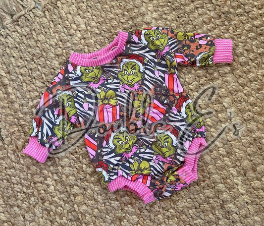0/3 sweater romper with snaps